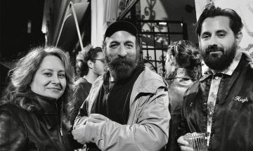 Actor-Antonis-Tsiotsiopoulos-and-Giorgos-Gousis-Magnetic-Fields-with-HFS-board-member-Maria-Miles-at-the-Thessaloniki-Film-Festival