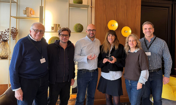 Members of the HFS board present the New York Greek Film Expo 2025 Audience Award to director Dimitris Nakos for MEAT, and the award for Best Performance in a Feature Film to Katia Goulioni for MURPHY’S LAW.