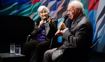 Oscar-winning actor Olympia Dukakis and film historian Foster Hirsch during a Q-and-A.