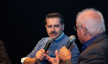 Actor Alexandros Bourdoumis (ADULTS IN THE ROOM) participates in an audience Q-and-A.