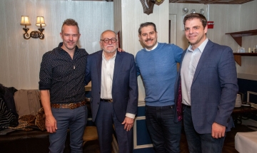 Actors Christos Loulis and Alexandros Bourdoumis (ADULTS IN THE ROOM) with HFS President Jimmy DeMetro and board member George Balafoutis.