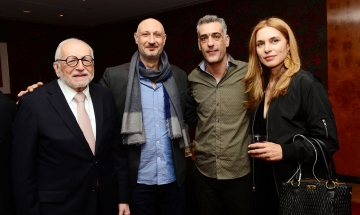 HFS President Jimmy DeMetro with directors Mario Piperides (SMUGGLINH HENDRIX) and Nikos Labot (Her Job) at the 2019 NY Greek Film Expo.