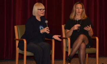 Celebrity chef Maria Loi discusses A FINE LINE with director Joanna James at the 2019 Expo.